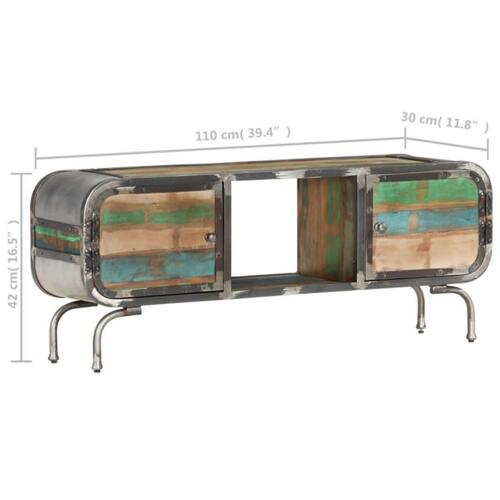 Tv-bord 110x30x42 cm massivt genbrugstræ flerfarvet