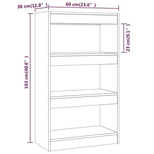 Bogreol/rumdeler 60x30x103 cm konstrueret træ hvid højglans