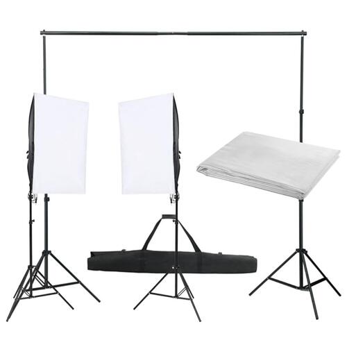 Fotostudiesæt med lampesæt og baggrund