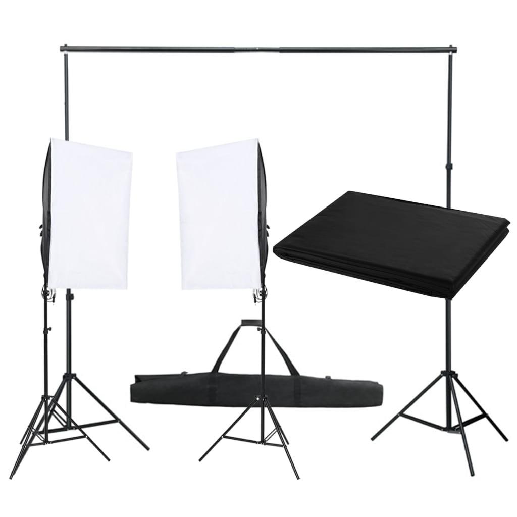 Fotostudiesæt med lampesæt og baggrund