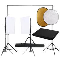 Fotostudiesæt med lampesæt + baggrund og reflektor