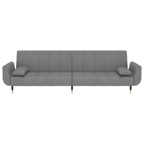 2-personers sovesofa med 2 puder fløjl lysegrå
