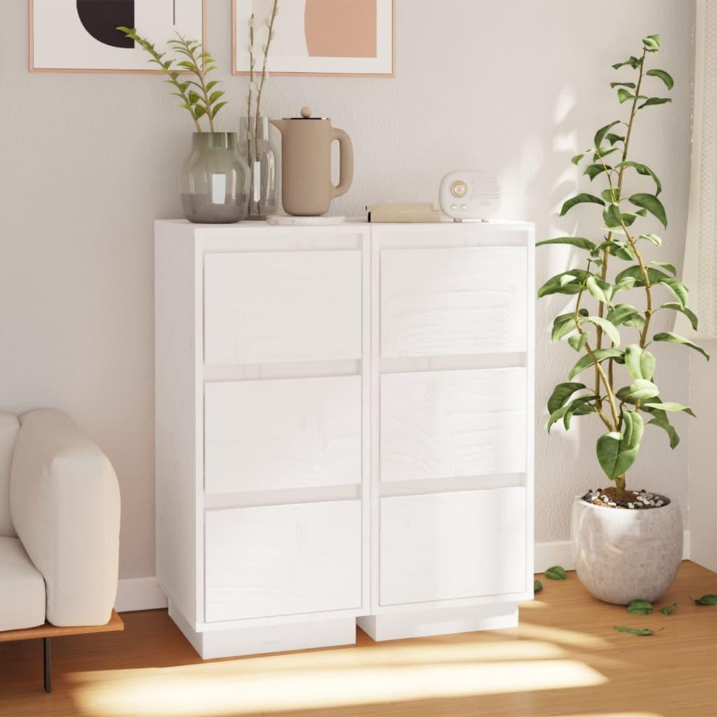 Skænke 2 stk. 32x34x75 cm massivt fyrretræ hvid