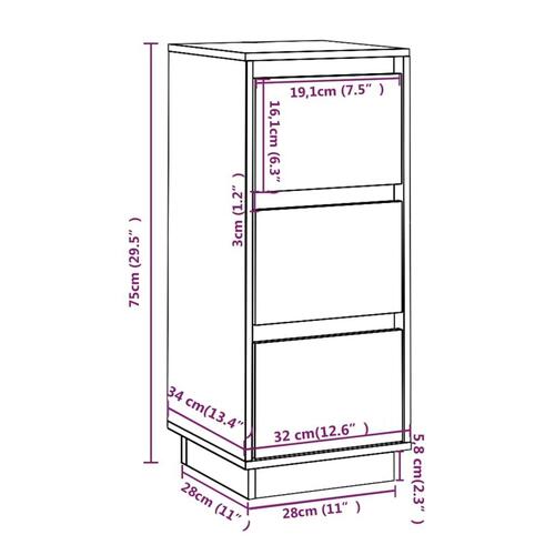 Skænke 2 stk. 32x34x75 cm massivt fyrretræ hvid