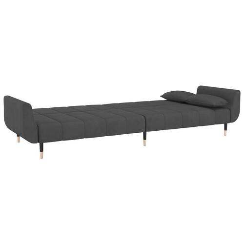 2-personers sovesofa med 2 puder fløjl mørkegrå