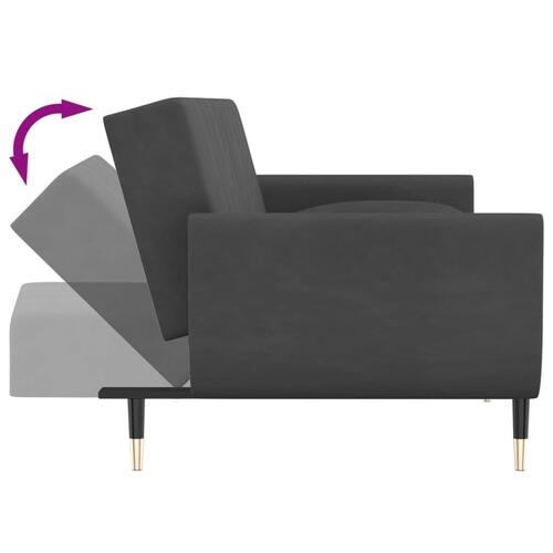 2-personers sovesofa med 2 puder fløjl mørkegrå