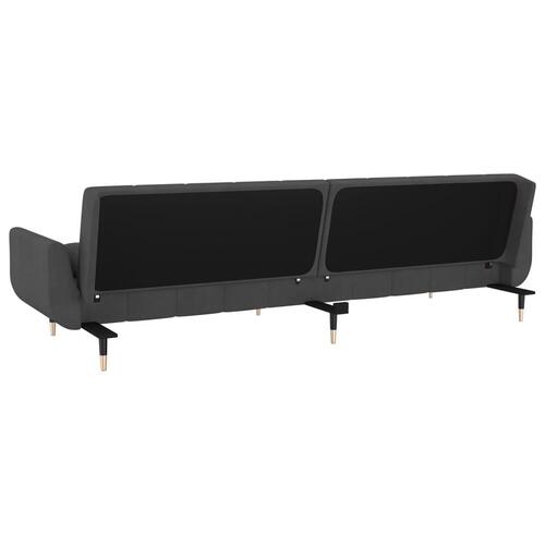 2-personers sovesofa med 2 puder fløjl mørkegrå