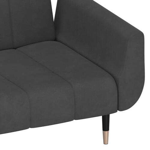2-personers sovesofa med 2 puder fløjl mørkegrå