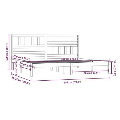 Sengeramme 180x200 cm massivt fyrretræ hvid