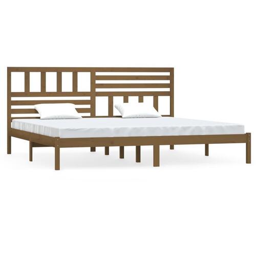 Sengeramme 200x200 cm massivt fyrretræ gyldenbrun