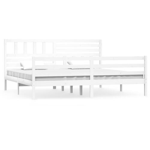 Sengeramme 180x200 cm Super King massivt træ hvid
