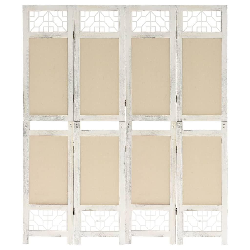 4-panels rumdeler 140x165 cm stof cremefarvet