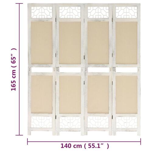 4-panels rumdeler 140x165 cm stof cremefarvet