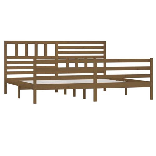 Sengeramme 200x200 cm massivt træ gyldenbrun