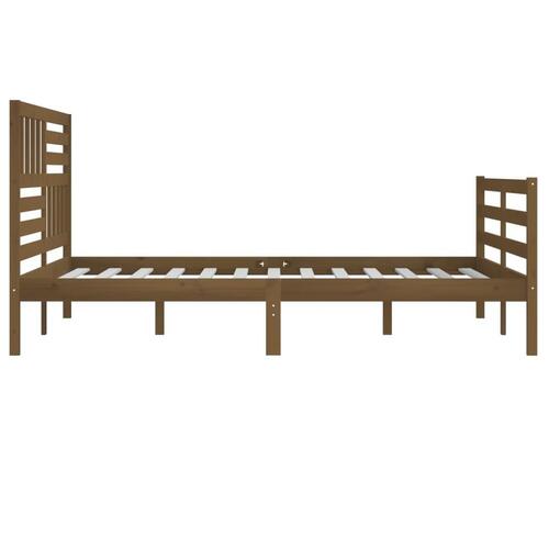 Sengeramme 200x200 cm massivt træ gyldenbrun