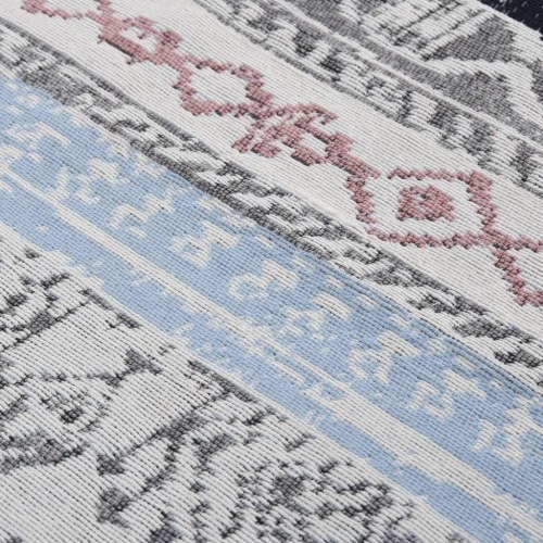 Gulvtæppe 80x300 cm bomuld lyserød og blå