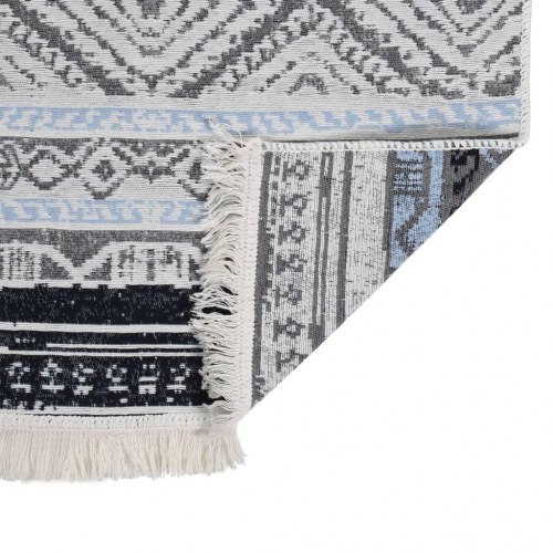 Gulvtæppe 80x300 cm bomuld lyserød og blå