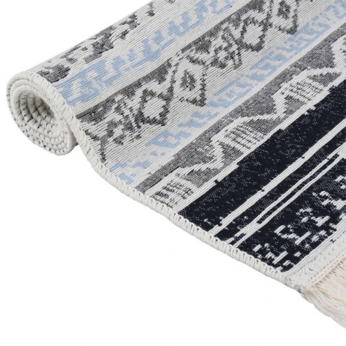 Gulvtæppe 80x300 cm bomuld lyserød og blå