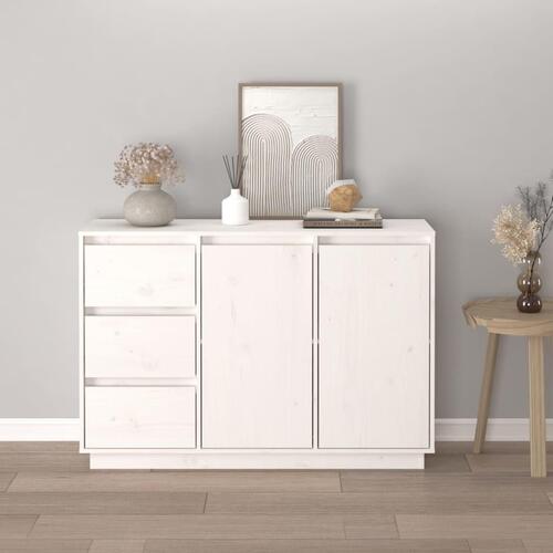 Skænk 111x34x75 cm massivt fyrretræ hvid