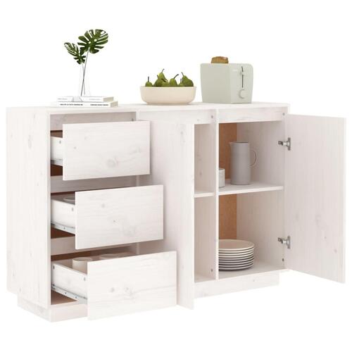 Skænk 111x34x75 cm massivt fyrretræ hvid