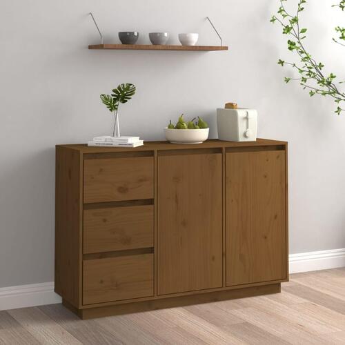 Skænk 111x34x75 cm massivt fyrretræ gyldenbrun