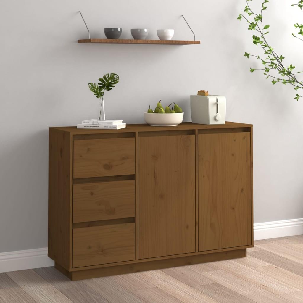 Skænk 111x34x75 cm massivt fyrretræ gyldenbrun