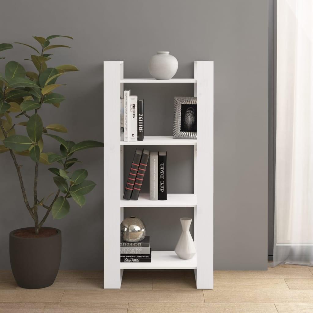 Bogreol/rumdeler 60x35x125 cm massivt træ hvid
