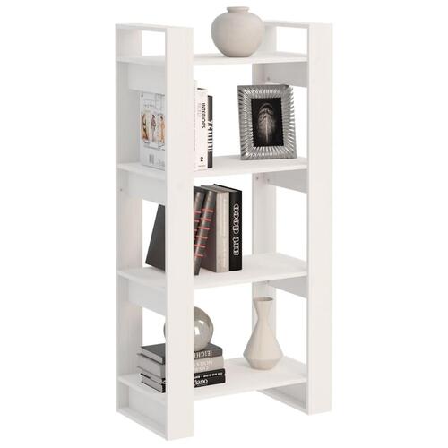 Bogreol/rumdeler 60x35x125 cm massivt træ hvid