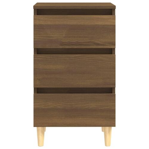 Sengeborde 2 stk. med massive træben 40x35x69 cm brunt egetræ