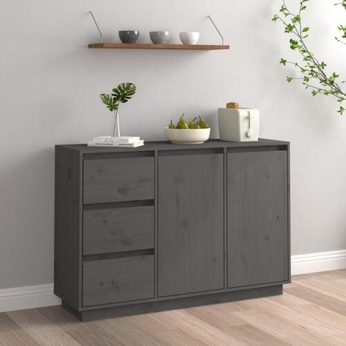 Skænk 111x34x75 cm massivt fyrretræ grå