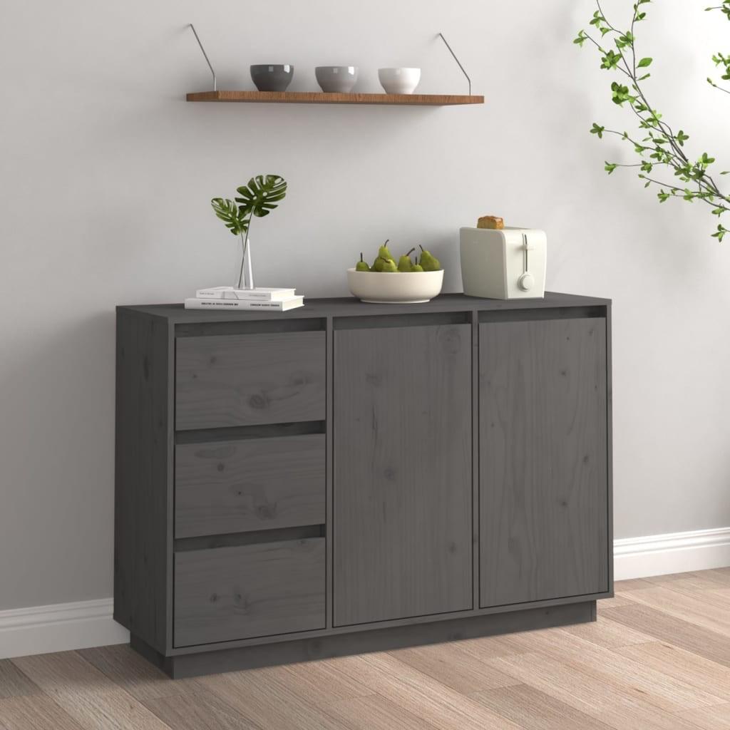 Skænk 111x34x75 cm massivt fyrretræ grå