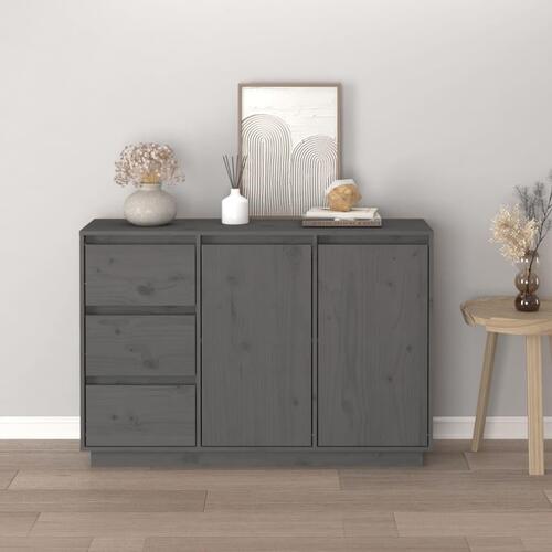 Skænk 111x34x75 cm massivt fyrretræ grå