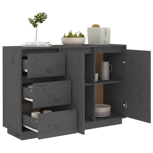 Skænk 111x34x75 cm massivt fyrretræ grå