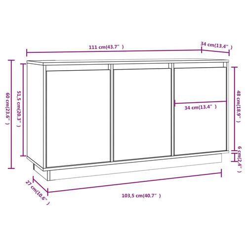 Skænk 111x34x60 cm massivt fyrretræ