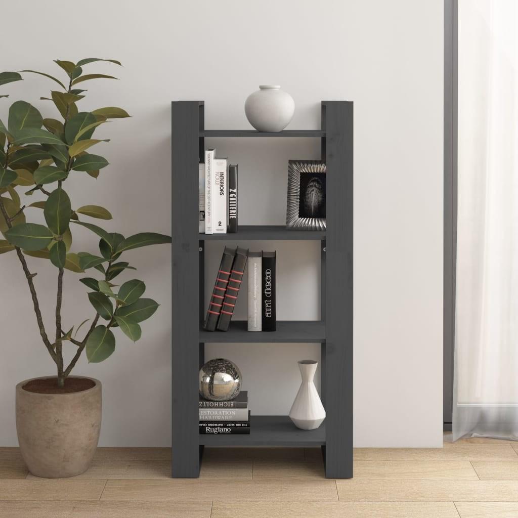 Bogreol/rumdeler 60x35x125 cm massivt træ grå