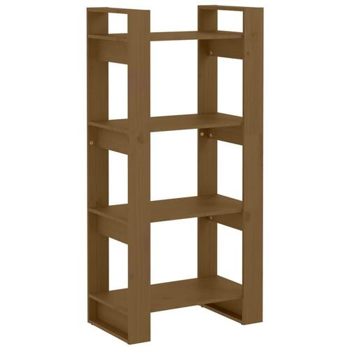Bogreol/rumdeler 60x35x125 cm massivt træ gyldenbrun