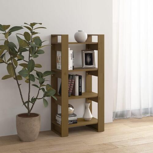 Bogreol/rumdeler 60x35x125 cm massivt træ gyldenbrun