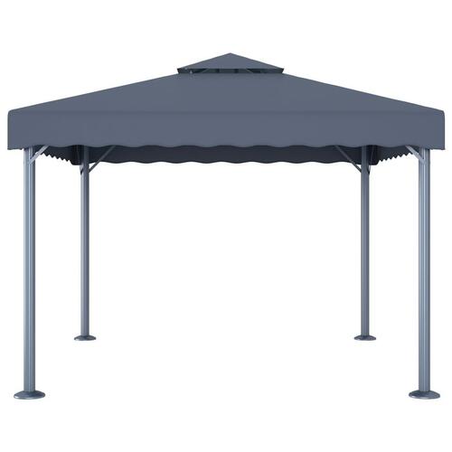 Pavillon med LED-lyskæder 300x300 cm aluminium antracitgrå