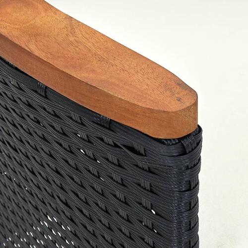 Udendørs spisebordssæt 5 dele med hynder polyrattan sort