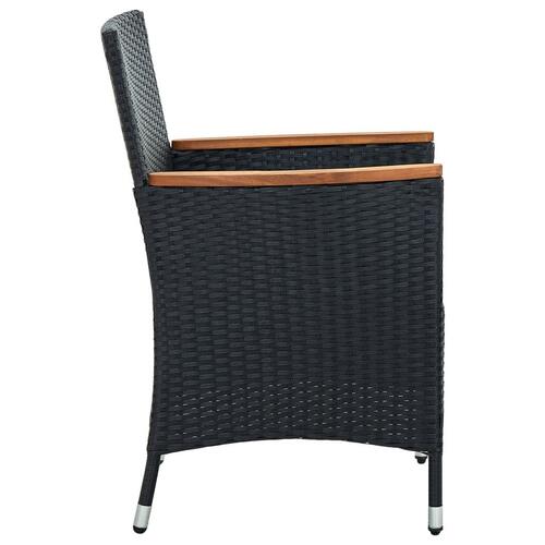 Udendørs spisebordssæt 5 dele med hynder polyrattan sort