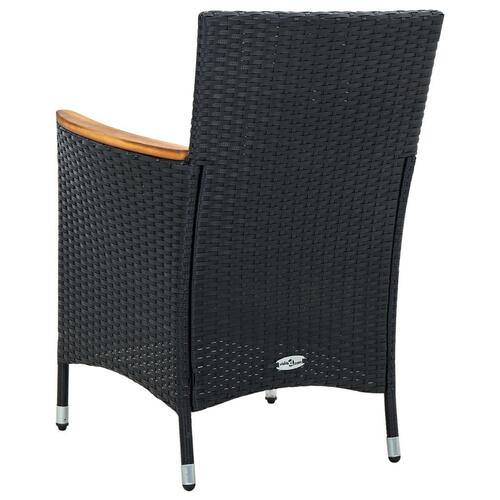 Udendørs spisebordssæt 9 dele med hynder polyrattan sort