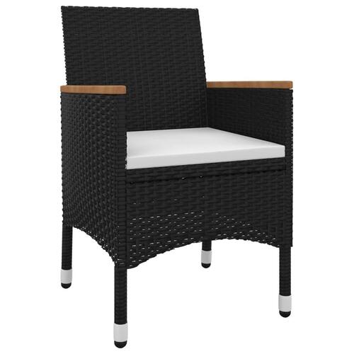 Spisebordssæt til haven 5 dele med hynder polyrattan og glas