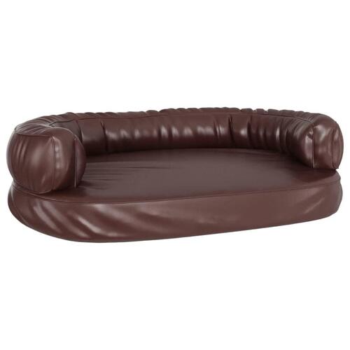 Ergonomisk hundeseng 75x53 cm skum og kunstlæder brun