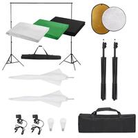 Fotostudiesæt med lampesæt + baggrund og reflektor