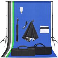 Fotostudiesæt med softboxlampe og baggrund