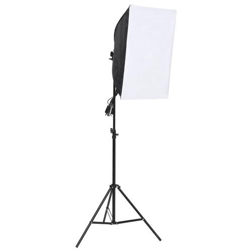Fotostudiesæt med softboxlampe og baggrund
