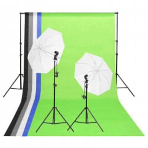 Fotostudiesæt med lampesæt + baggrund og reflektor