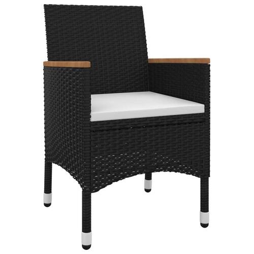 Spisebordssæt til haven 3 dele med hynder polyrattan og glas