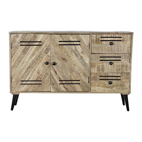 Skænk Sort Metal Mangotræ (140 x 40 x 93 cm)