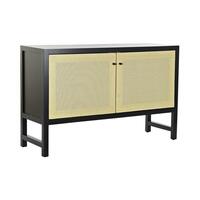 Skænk Sort Gran Natur Rattan (120 x 38 x 76 cm)